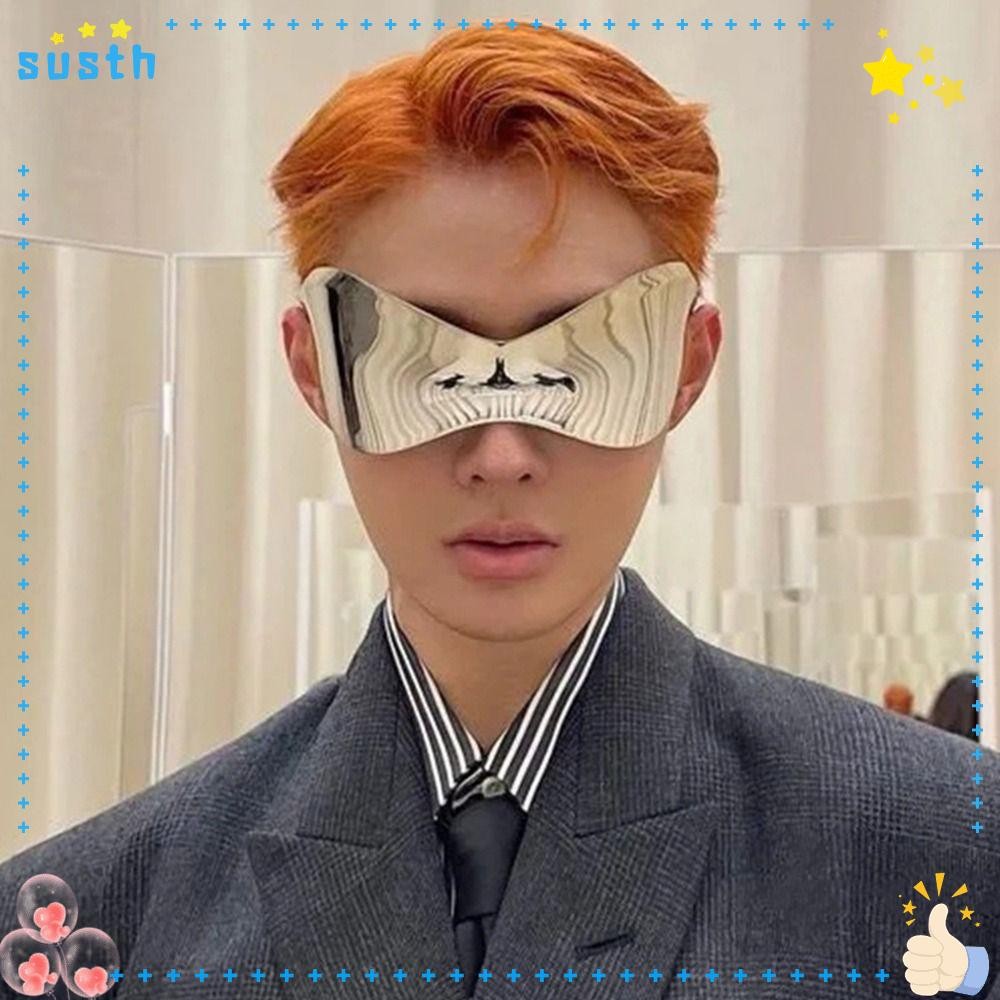 SUSTH Shades for Men Women Silver Fashion Large Punk Wrap รอบ