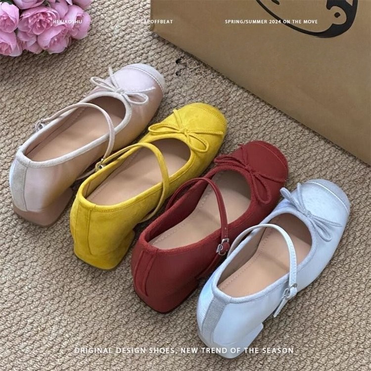 ฝรั่งเศสย้อนยุคแบนหัวเข็มขัดสายรัดส้นต่ํารองเท้าต่ําแบนปู่ยางรอบนิ้วเท้าแฟชั่นสบายๆสวมใส่กลางแจ้งโรงงานขายส่งราคา