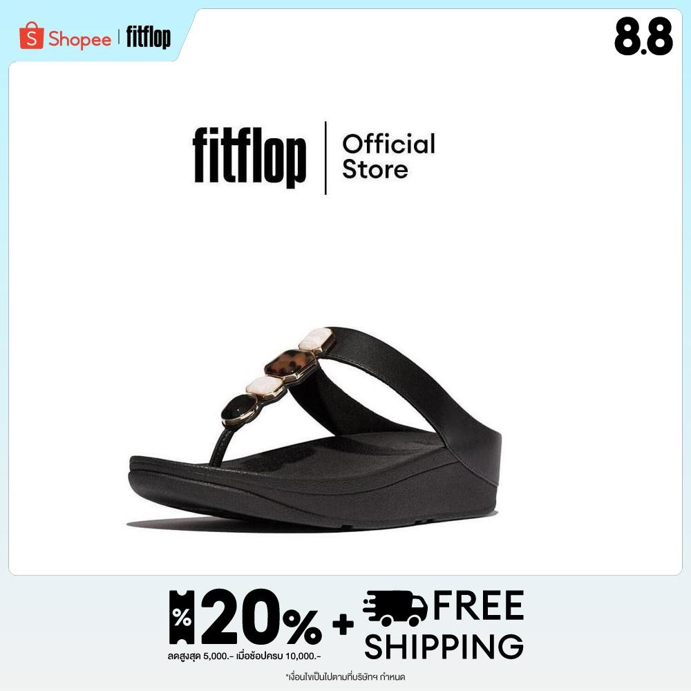 FITFLOP FINO MULTI-STONE LEATHER T/P รองเท้าแตะแบบหูหนีบผู้หญิง รุ่น IU9-090 สี BLACK