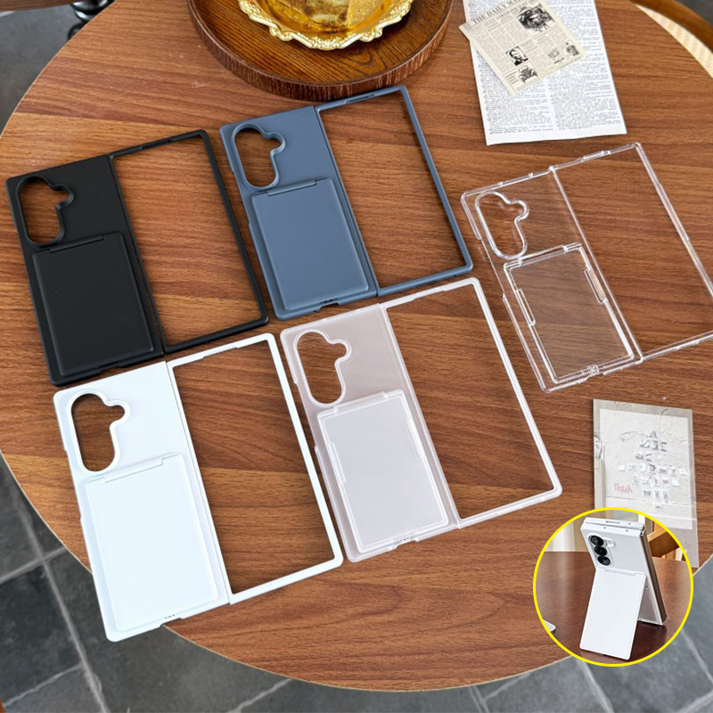 Slim Card Wallet Flip Holder เคสโทรศัพท์สําหรับ Samsung Galaxy Z พับ 7 Z พับ 6 Z พับ 5 Matte โปร่งใส