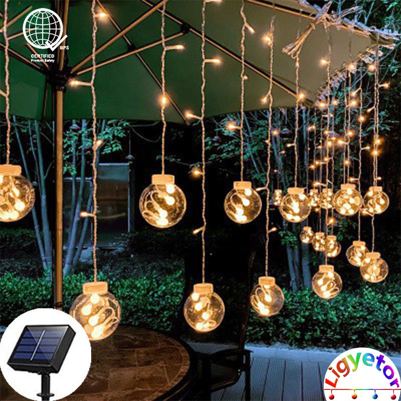 Ligyetor LED พลังงานแสงอาทิตย์ Wishing Ball String Lingts ผ้าม่านกันน้ํากลางแจ้ง Lingts สําหรับห้องนอนงานแต่งงาน Garden