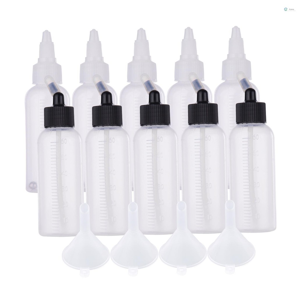 10pcs 65ml Airbrush สีขวดและขวด 4 ชิ้นช่องทาง Scale Line ใช้งานร่วมกับ Iwata Badger Paasche Dual Act