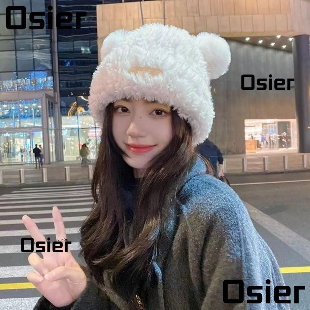 หมวกป้องกันลมหนาว OSIER หมวกหูกระต่ายน่ารัก ทำจากนิตติ้งนุ่มหูใหญ่สำหรับฤดูหนาว