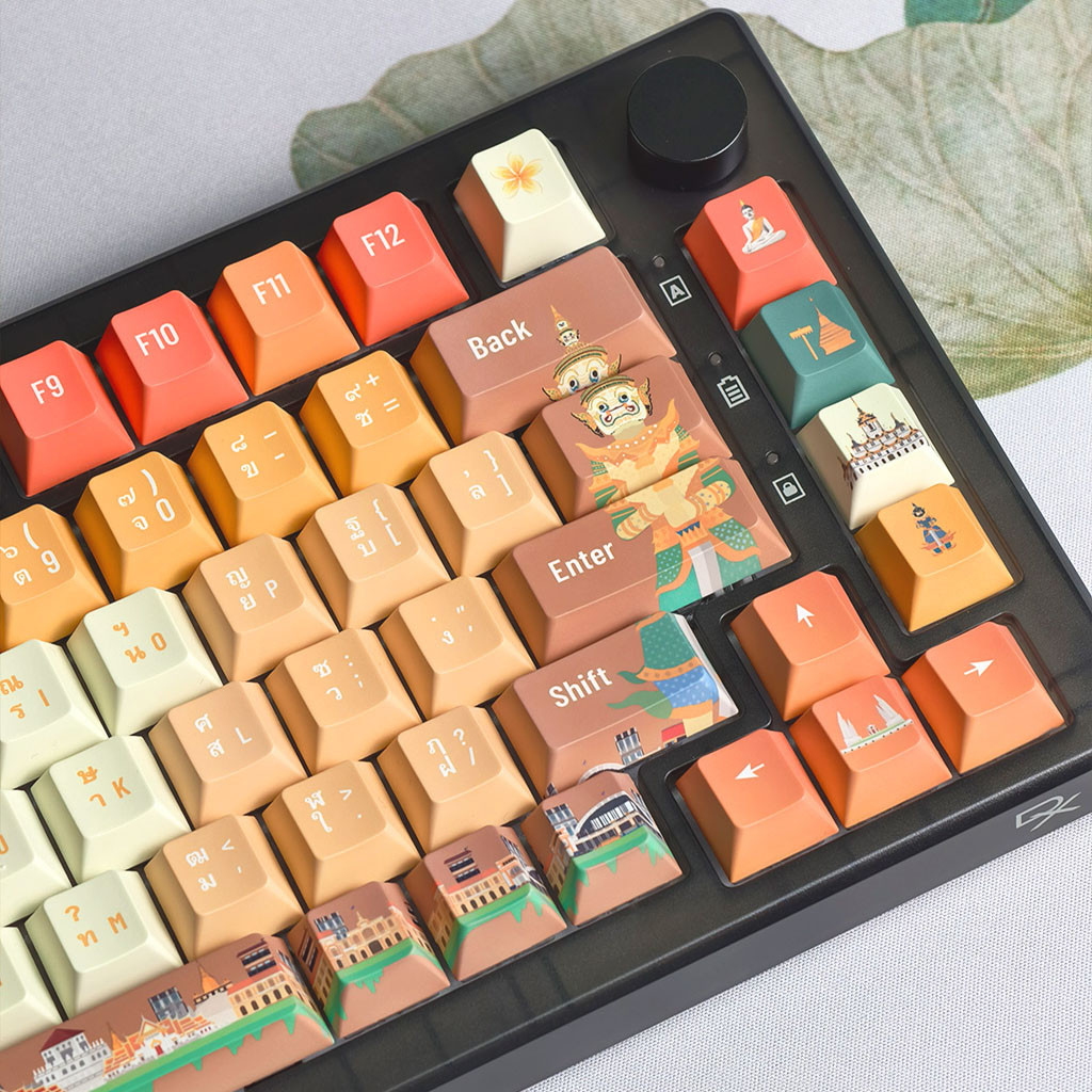 Bangkok Grand Palace Keycaps 136 คีย์โปรไฟล์เชอร์รี่ PBT Dye Sublimation Wooting Aula F75 Mechanical