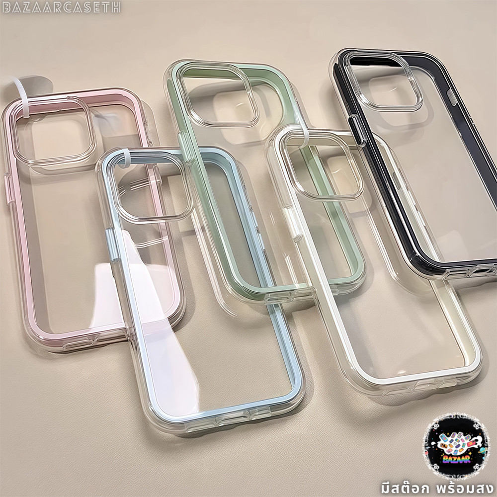 CODที่ไทยเคสสำหรับไอโฟน16 ป้องกันมือถือ สดชื่น เคสใสครอบสองชั้น For IPhone11 13 12 14PLUS 15 16 Pro 