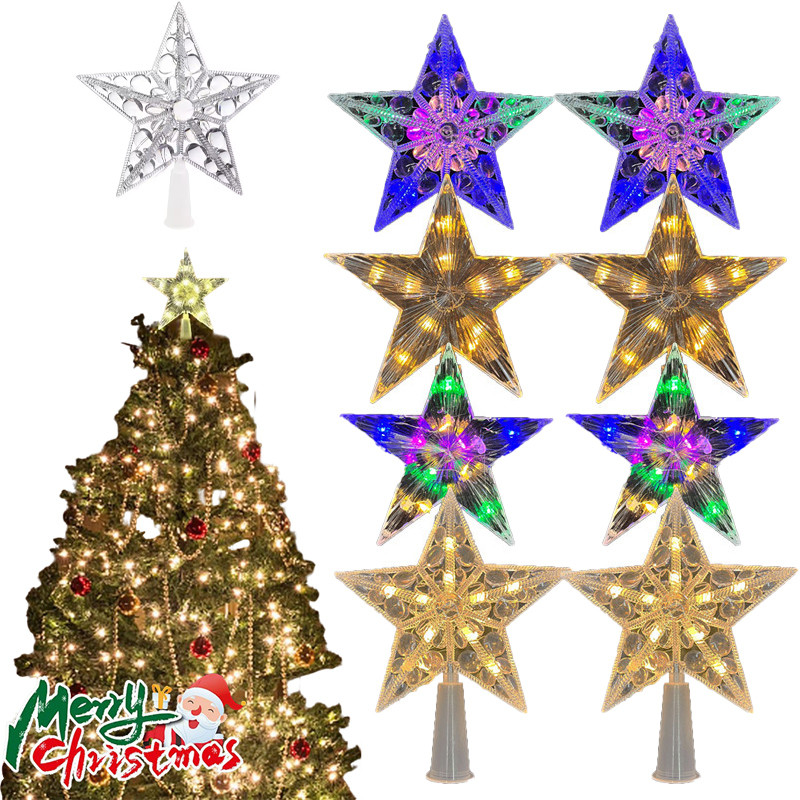 LED Christmas Five-pointed Star Lamp Tree Topper เครื่องประดับ - Sparkle Night Light Decor