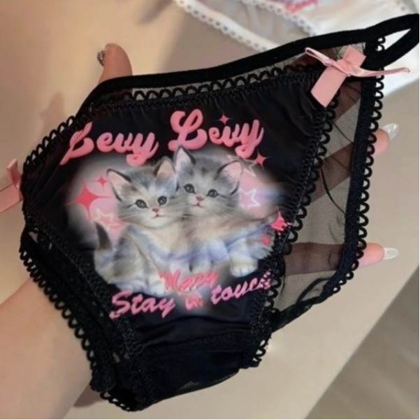 🌹Sexy Bloom🌹คุณภาพดีและราคาถูก🤍 🖤สไตล์ญี่ปุ่น กางเกงชั้นในน่ารัก เอวต่ำ ลายแมว 2 สี พร้อมส่งในไทย - รูปที่ 7