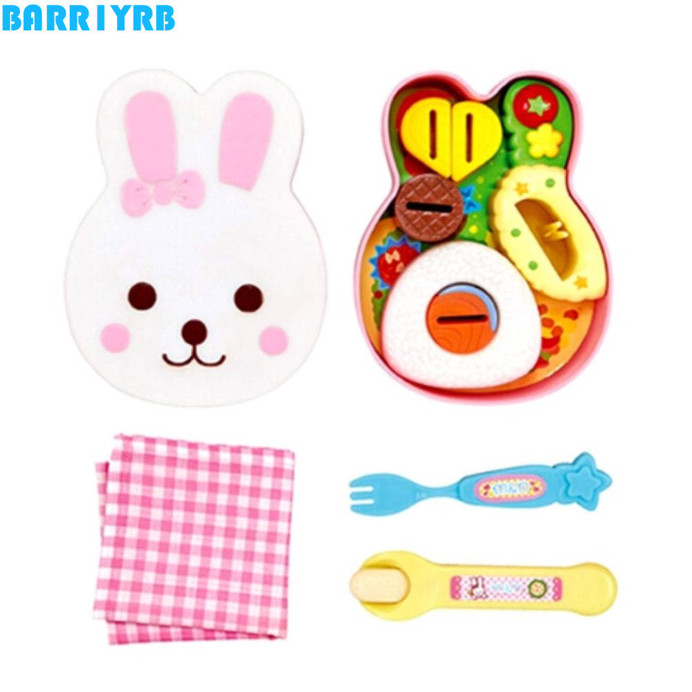 BARR1YRB กล่องอาหารกลางวันพุดดิ้งของเล่น,จําลองรูปแบบ Early Education ของเล่นให้อาหาร,ญี่ปุ่นแกล้งเล่นบทบาทเล่นรูปกระต่ายของเล่น House ของเล่นเด็ก