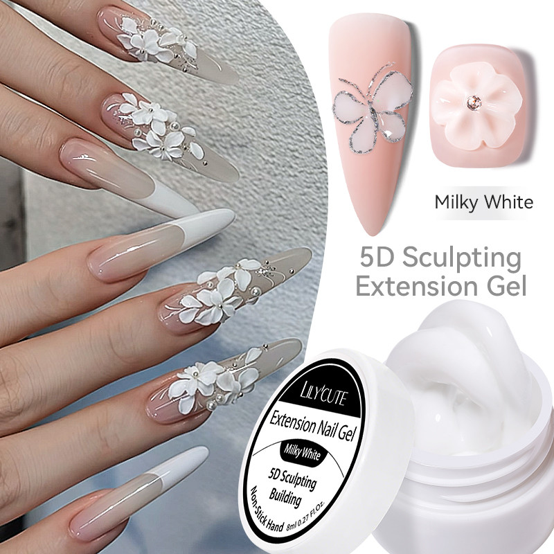 Clear Non Stick Hand Extension Gel ยาทาเล็บสําหรับ 3D Sculpte Nail Art Solid Milky Jelly Hard Gel สําหรับการออกแบบเล็บปลอม