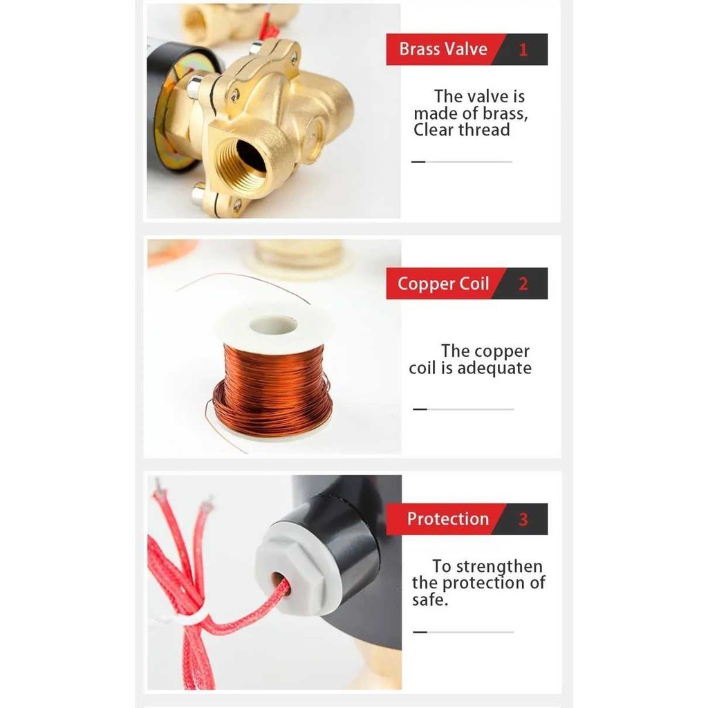 1CLICK2BUY BESE โซลินอยด์วาล์วน้ําไฟฟ้าปกติปิด 220V 3/8 นิ้ว - 2W-400-10