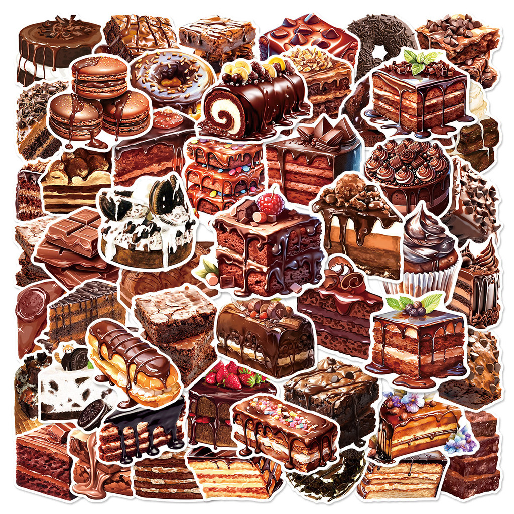 สติ๊กเกอร์ช็อกโกแลตเค้กซีรีส์ 01 50 ชิ้น/เซ็ตกันน้ํา DIY Fashion Decals สติ๊กเกอร์ Doodle