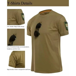เสื้อยืดคอกลม แขนสั้น สำหรับผู้ชาย ระบายอากาศ สไตล์ทหาร เสื้อยืดต่อสู้กองทัพกลางแจ้ง แห้งไว เสื้อสั้นใส่ได้ ทรงหลวม