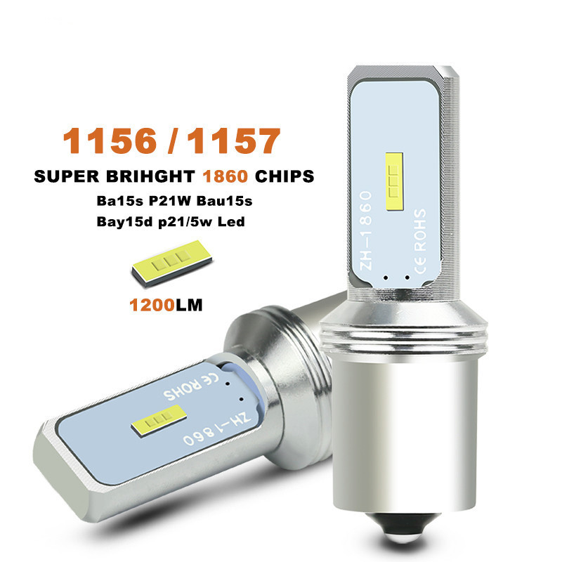 2X รถ LED หลอดไฟสัญญาณ 1156 Ba15s P21w Bau15s Py21w รถ Led Canbus CSP 1860 SMD 1157 Bay15d P21/5w สํ
