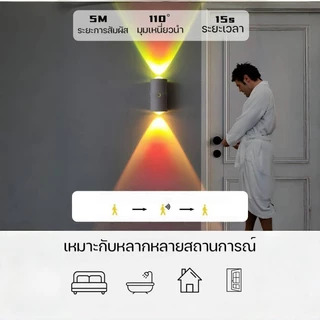 COD ไฟกลางคืน ไฟชาร์จ LED เซนเซอร์อัจฉริยะ การควบคุมอัตโนมัติ 3 สี ติดผนังไร้สาย ชาร์จ Type-C