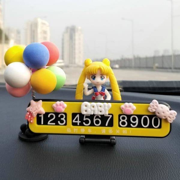 Car Temporary Parking Phone Number Sign Moving Car Cards Beautiful Girl Cartoon Ornaments Car Interi
