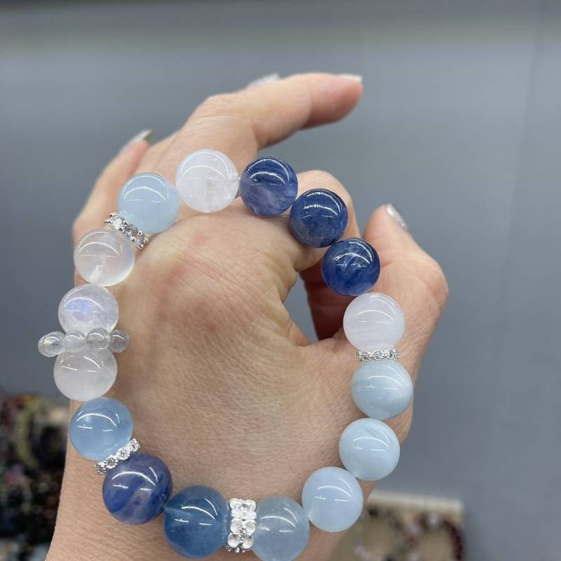Natural White Ghost Crystal Five Elements Aquamarine Lucky Bracelet Bracelet Gold Water Waterproof B