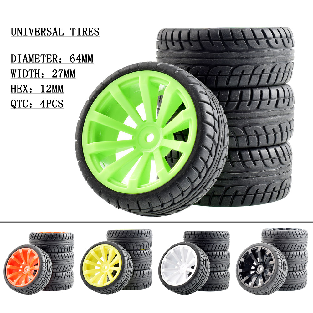 601-8003 64 มม.ยางยางและชุดล้อ 4PCS สําหรับ 1:10 HSP HPI SAKURA D3 Kyosho FW06 ทั่วไป