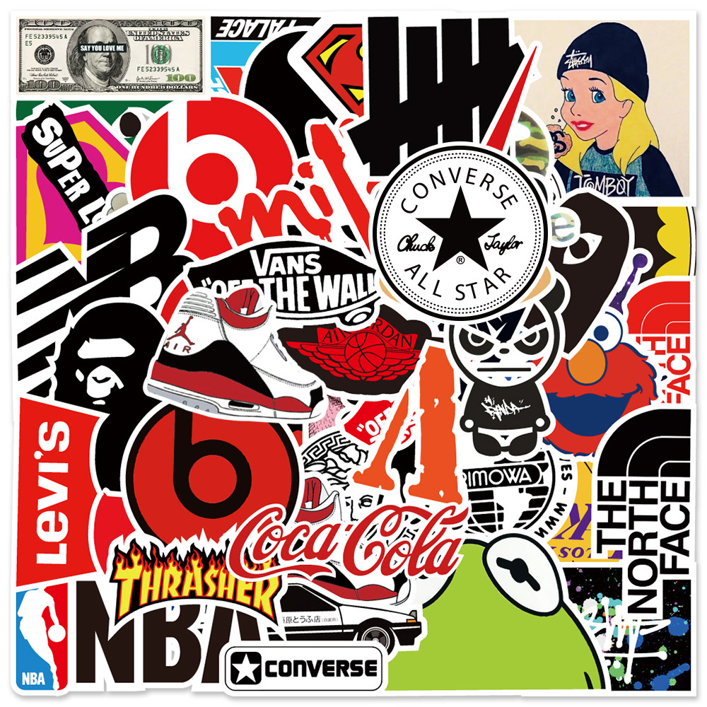 ✨พร้อมส่ง✨สติกเกอร์ ไดคัท เสื้อยืด stussy Sticker logo กันน้ำ สติ๊กเกอร์ ใช้ซ้ำได้ 50pcs