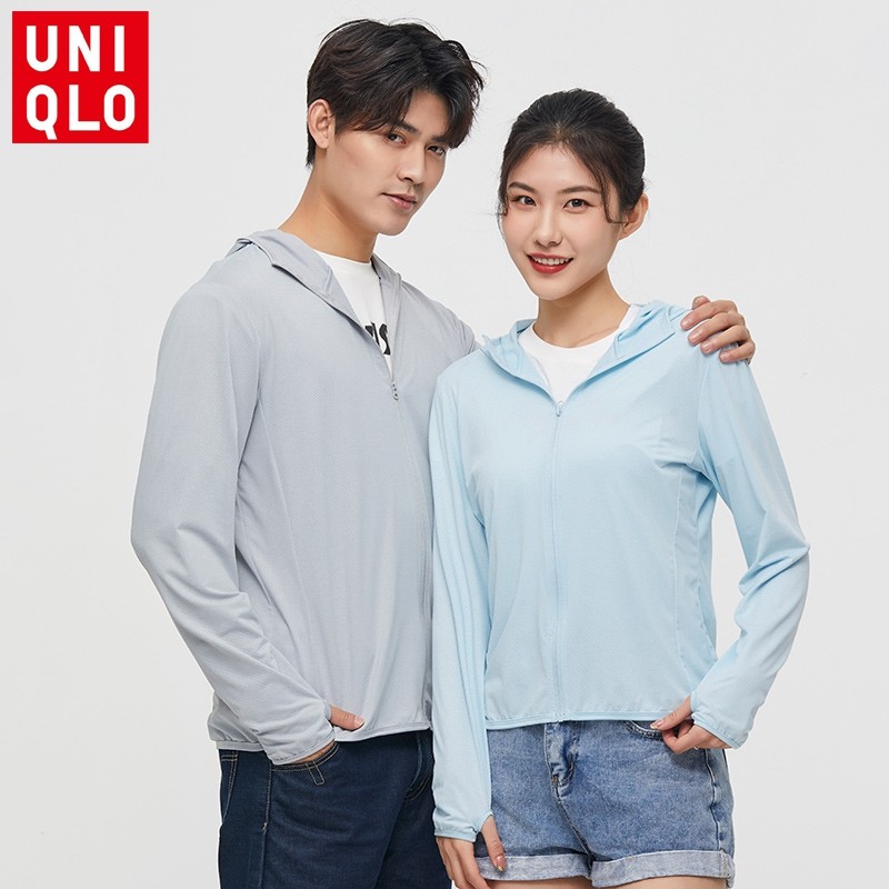 Uniqlo(ยูนิโคล่) เสื้อกันยูวี UPF50+ เสื้อแจ็กเก็ตแขนยาว มีฮู้ด แต่งซิป ไร้รอยต่อ เหมาะกับใส่เล่นโยคะ ออกกําลังกาย สําหรับผู้หญิง