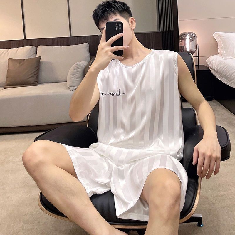 ชุดนอนผู้ชาย เสื้อกั๊ก กางเกงขาสั้น ชุดโฮมแวร์