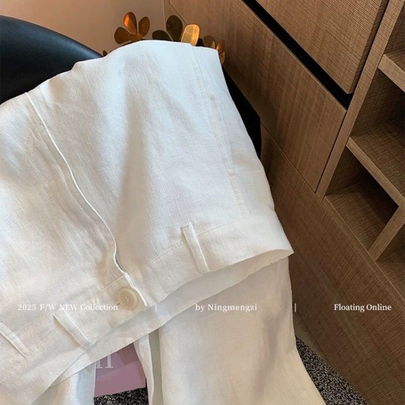 กางเกงลําลองสีขาวปักลายเรียบง่าย สไตล์ใหม่ ดีไซน์หรูหรา - รูปที่ 3