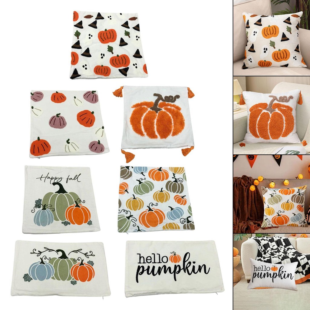 [qqnquv] Fall Throw Pillow Case Cushion Cover Holiday Decor Breathable (เฉพาะปก) Accent ปลอกหมอนสําห