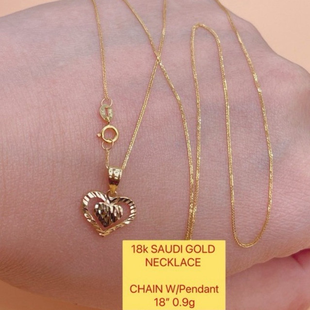 PAWNABLE 18k SAUDI GOLD NECKLACE W/จี้เปิดหลัง