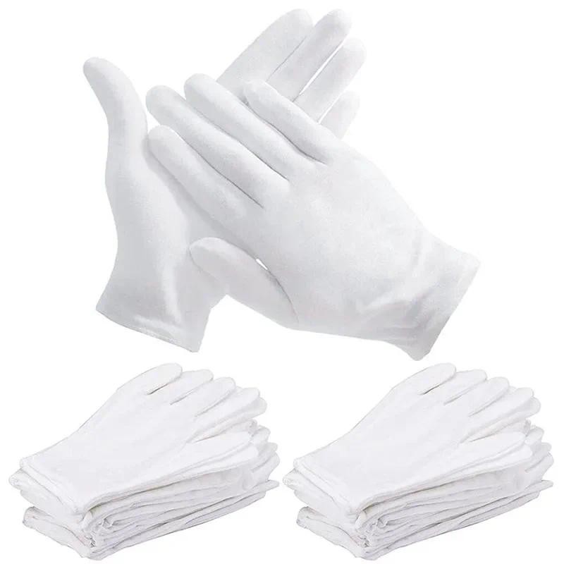 2Pairs White Cotton Gloves Thickened Stretchable Lining Glove Cleaning Glove Gardening Gloves Gloves