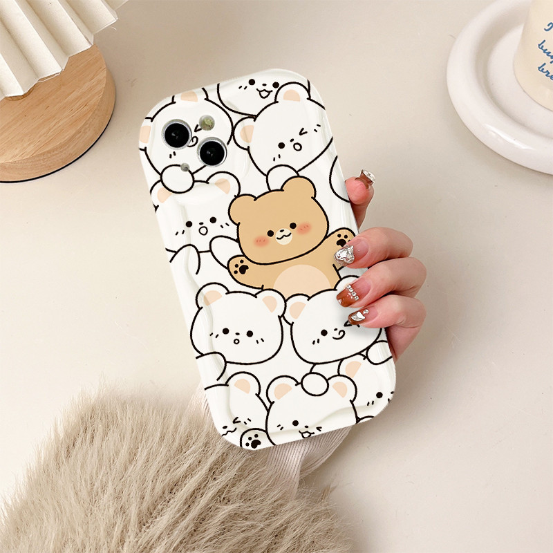 การ์ตูนหมีกองเคสโทรศัพท์สําหรับ OPPO A77S 4G A78 5G A1X A58 A60 A11K A7 A5S A12S A74 A95 F19 PRO A78