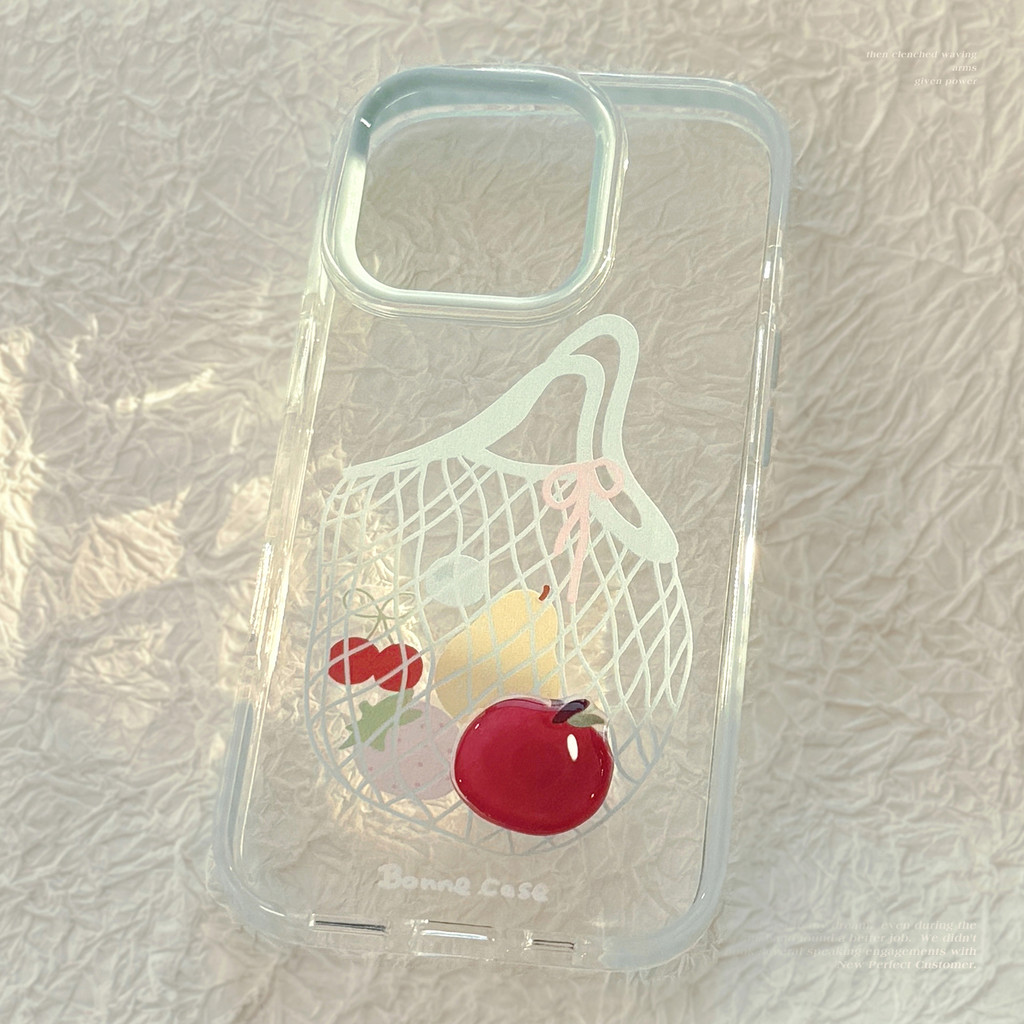 ใสขอบสีฟ้าสามมิติตะกร้าผลไม้กระเป๋า ทีพียู กรอบออกแบบเคสแข็งสําหรับ ไอโฟน 11 12 13 14 15 16 มือโปร สูงสุด กรณี – โปรปัง
