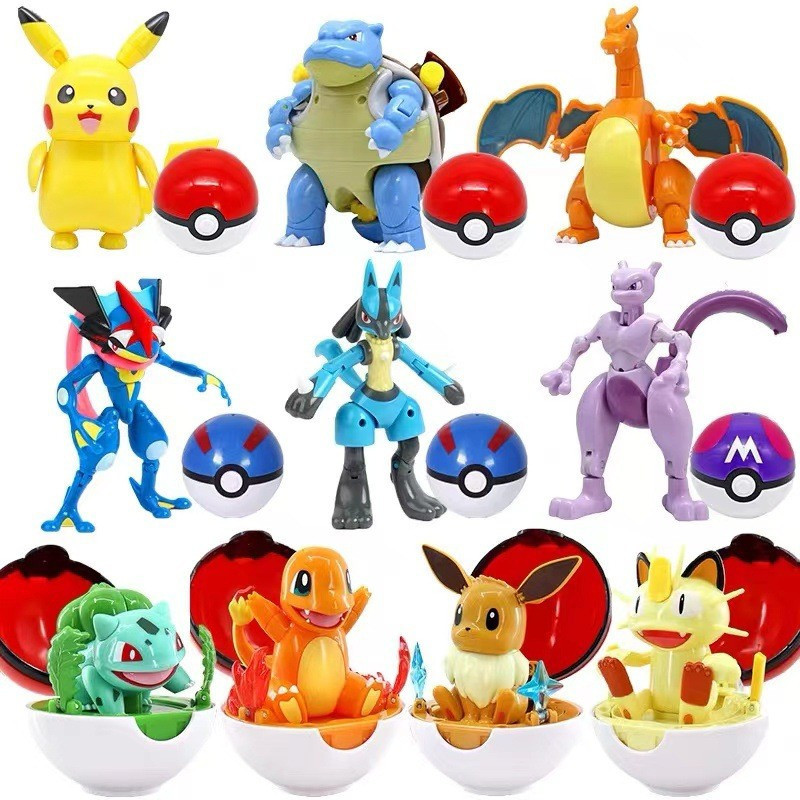 Bonecos Pokemon PokeBolas Pikachu/Charmander/Mewtwo/Greninja/Bulbasasur Articulados Action Figure