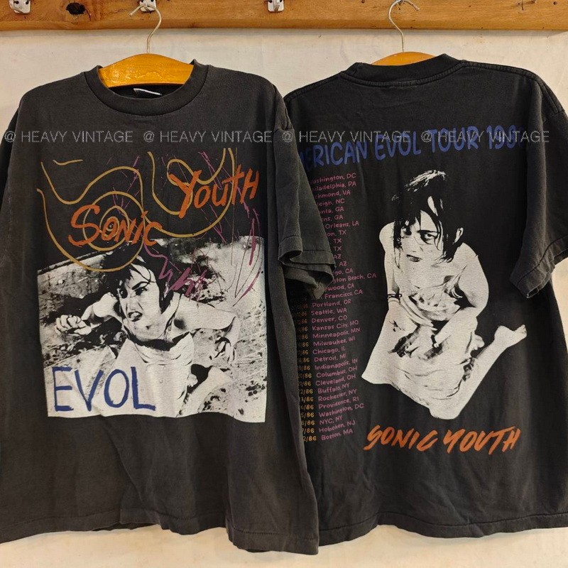 SONIC YOUTH EVOL AMERICAN EVOL TOUR 1986 Bio Sodt เสื้อวินเทจ เสื้อทัวร์ วงร๊อค heavy vintage shirt