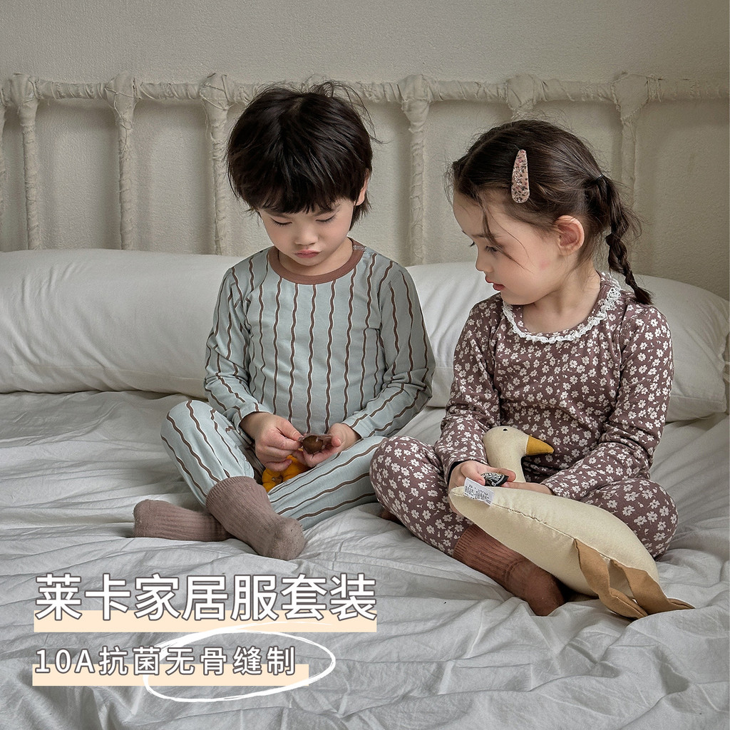 ชุดนอนสำหรับเด็ก ฤดูใบไม้ร่วง ออกแบบพิเศษต้านเชื้อแบคทีเรีย เหมาะกับทั้งเด็กชายและเด็กหญิง