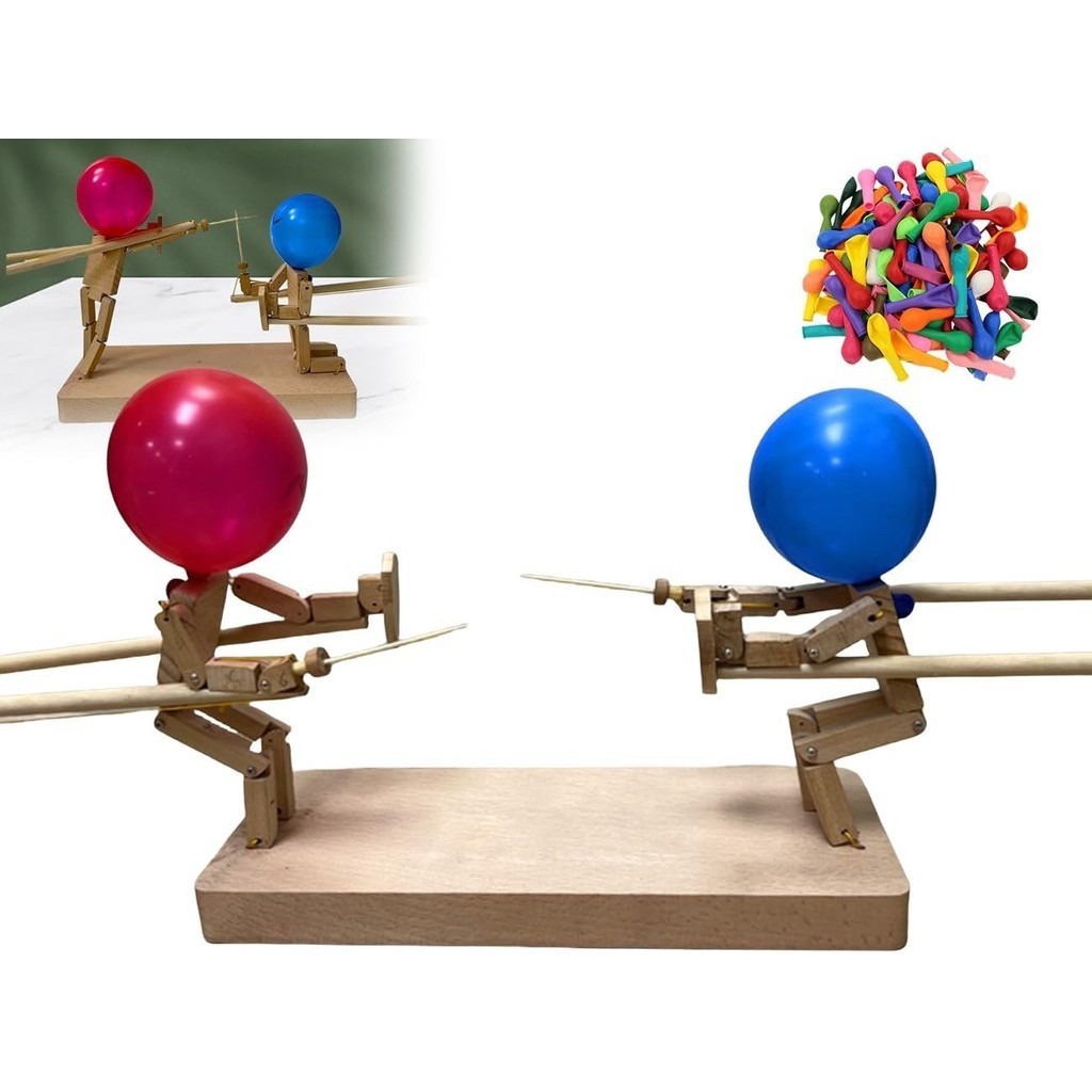 2024 ใหม่ Handmade ไม้รั้วหุ่น,Balloon Bamboo Man Battle,Battle Bots,ไม้ Bots Battle เกมสําหรับ 2 ผู้เล่น,Fast-Paced บอลลูนต่อสู้,Whack a Balloon Party เกม,เกมสนุก