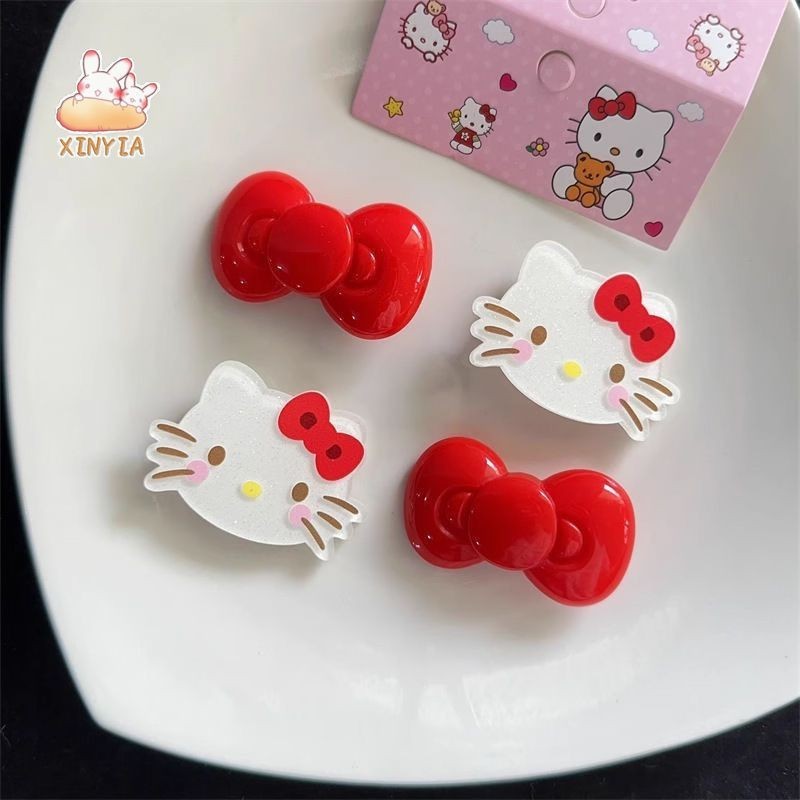 เครื่องประดับผมแมวน่ารักกิ๊บติดผมโบว์สีแดงการ์ตูนสาวหวานสไตล์ Bangs คลิปXINYIA