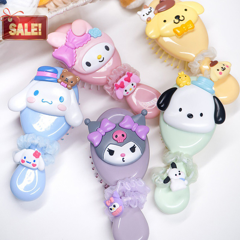 Bl Sanrio Air Cushion หวีนวด Cinnamoroll Kuromi Mymelody Pochacco หวีแบบพกพาแปรงผมสําหรับสาวของขวัญการ์ตูน A