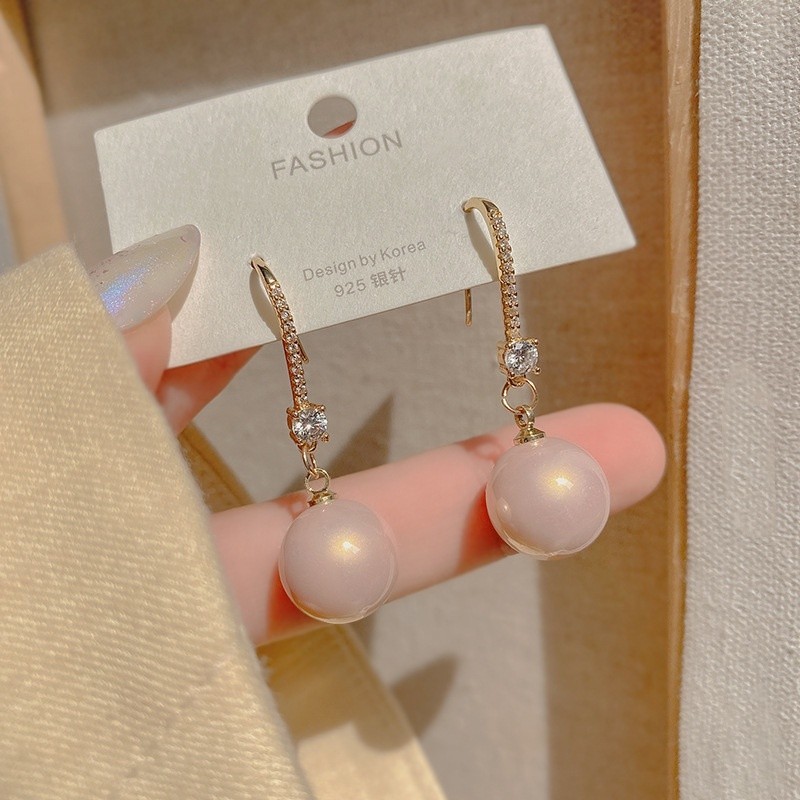 925 เงินเข็มต่างหูมุกอารมณ์สไตล์ฮ่องกงต่างหูย้อนยุค - รูปที่ 6