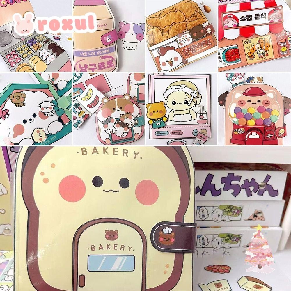 โรซูล วาฟเฟิลเงียบหนังสือ, กระดาษที่มีสีสันการ์ตูนยุ่งหนังสือสร้างสรรค์ไก่ทอดร้านสะดวกซื้อของเล่นทํามือขนมบาร์สติกเกอร์เกม ของขวัญของเล่นสําหรับเด็ก