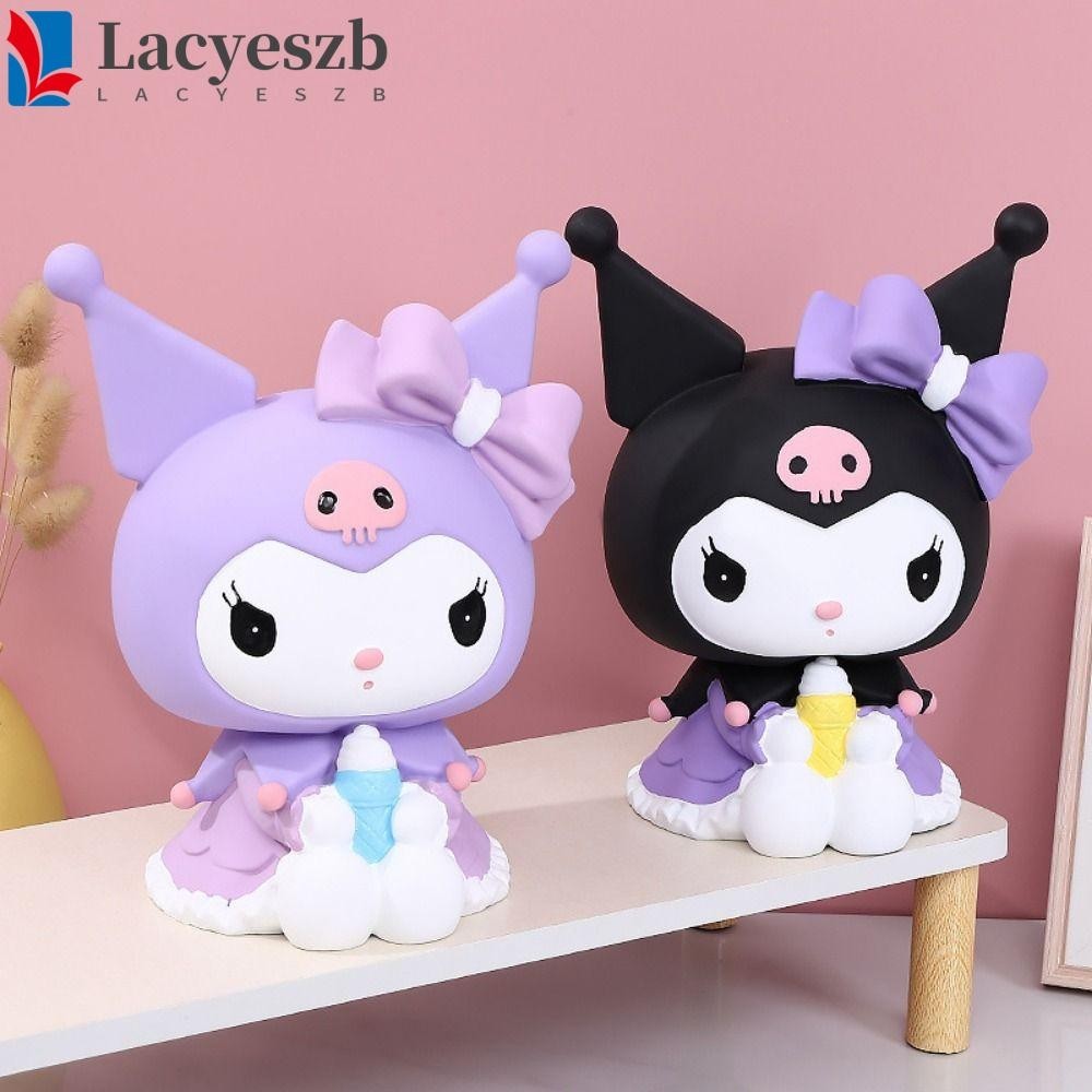 Lacyeszb กระปุกออมสิน Kuromi การ์ตูนน่ารัก เครื่องประดับ My Melody แบบพกพา Anti-fall ขนาดใหญ่-ความจุ Kuromi Saving Box ของเล่นเด็ก