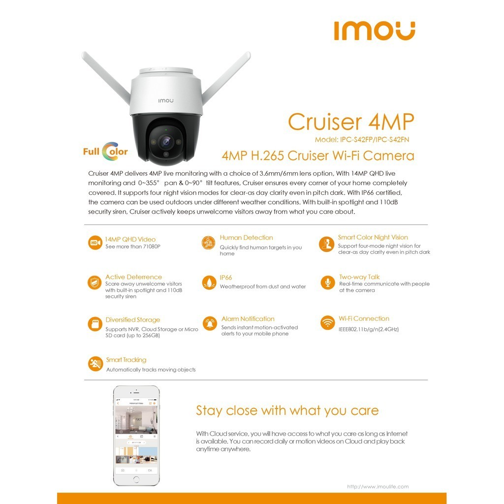 อัดเสียงได้ IMOU Cruiser SE กล้องวงจรปิด IPC-S42FP / IPC-S21FP / IPC-S41FP / IPC-S21FEP / IPC-S31FEP