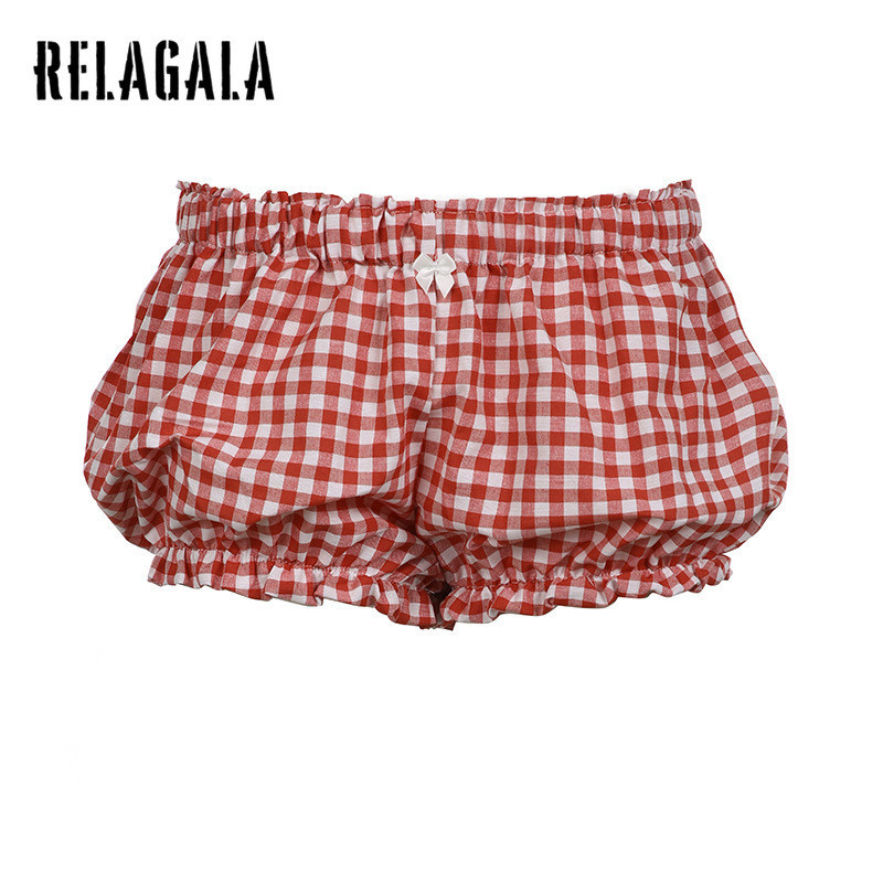 RelaGala Womens New Fashion Casual Sexy Simple Plaid Bow Slim Shorts