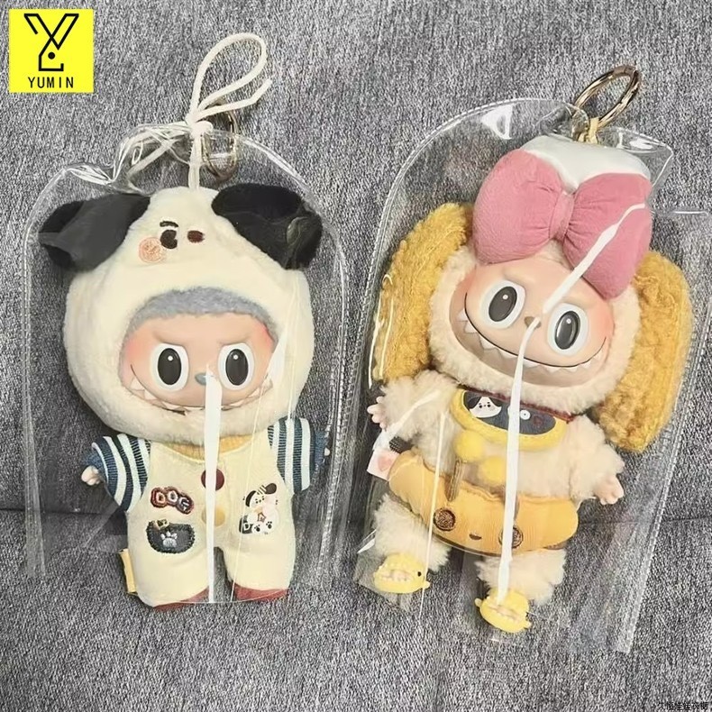 ซองใสใส่ลาบูบู้ กันฝุ่น กันน้ำLabubu ถุงกันเปื้อนลาบูบู้ มาการอง(ไม่รวมตุ๊กตานะค่ะ)พวงกุญแจ ตกแต่งกระเป๋าเป้สะพายหลัง