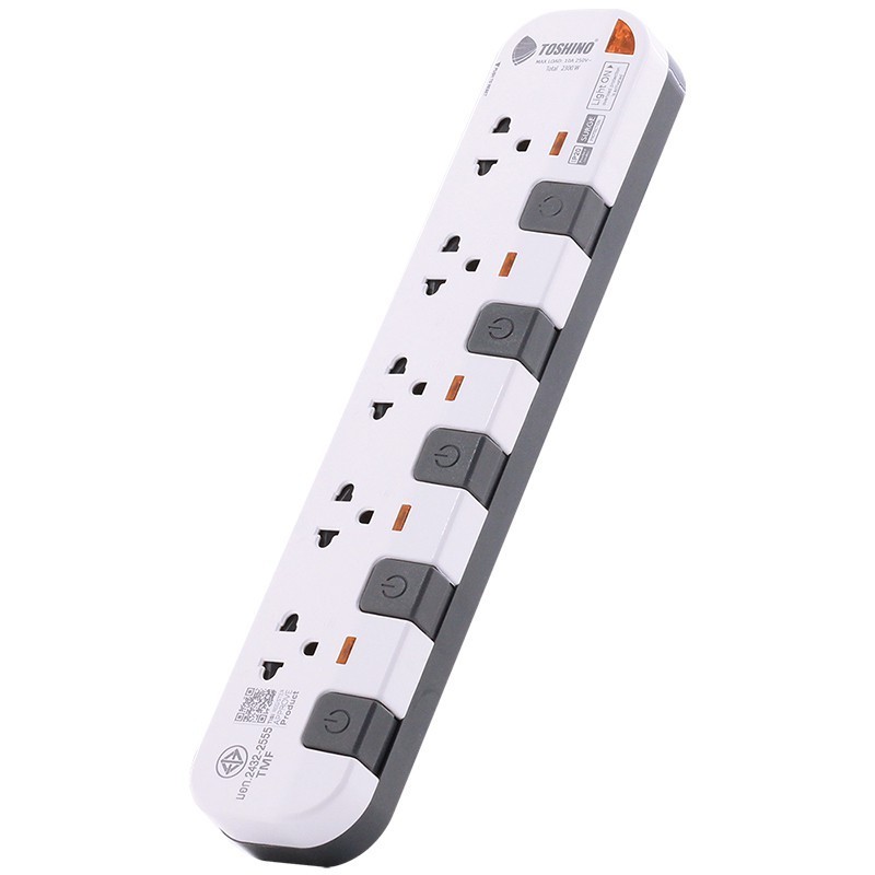 ตัวแปลง ปลั๊กไฟ รางปลั๊ก ปลั๊กพ่วง ยี่ห้อ Toshino มอก. รุ่น P4375, P3375, P3375USB, P4310-10M รองรับ