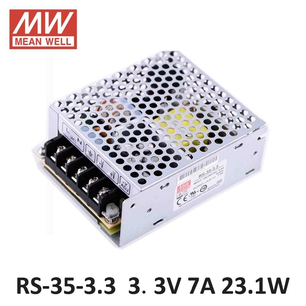☆AC DC Power Source 3.3V 7A 23.1W Meanwell Switch Power Supply RS-35-3.3 Miniature size 5G vibration