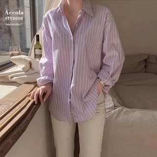 เผือกสีม่วงป้องกันแสงแดดเกาหลีใต้ทงแดมุนเสื้อผ้าสตรีเสื้อสีม่วงลายใหม่หลวมด้านบน