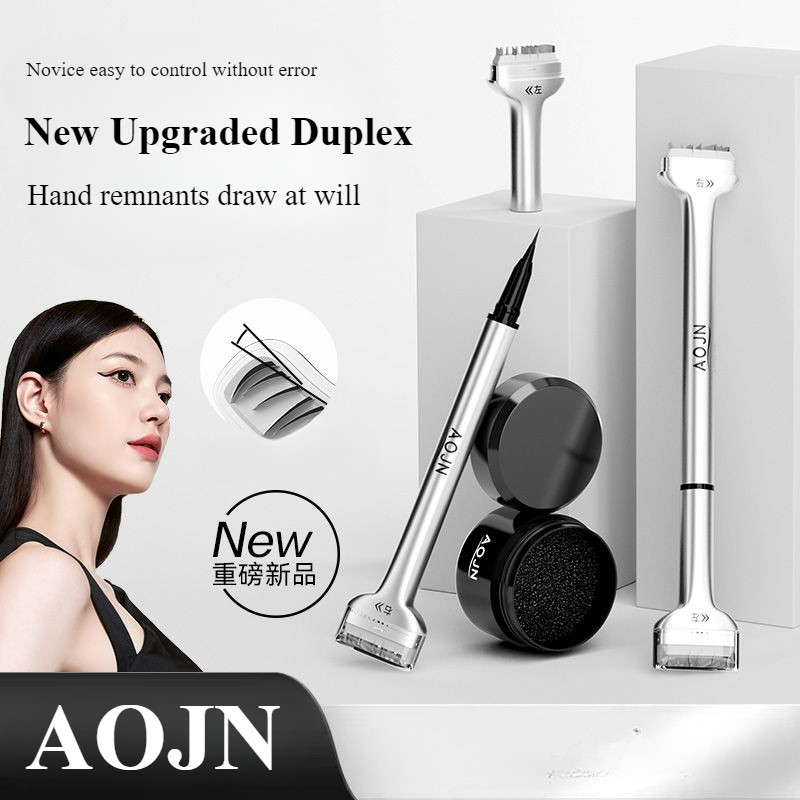 AOJN 2 ใน 1 แสตมป์ขนตาล่างหัวคู่ กันน้ำธรรมชาติอายไลเนอร์ติดทนนาน ไม่ง่ายที่จะเลอะ ขนตาล่าง เหมาะสำหรับผู้เริ่มต้น