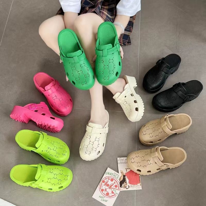 Paranolia I สุภาพสตรีฤดูร้อนใหม่แฟชั่นหวาน Anti slip บ้านด้านล่างหนา Baotou รองเท้าแตะเย็น