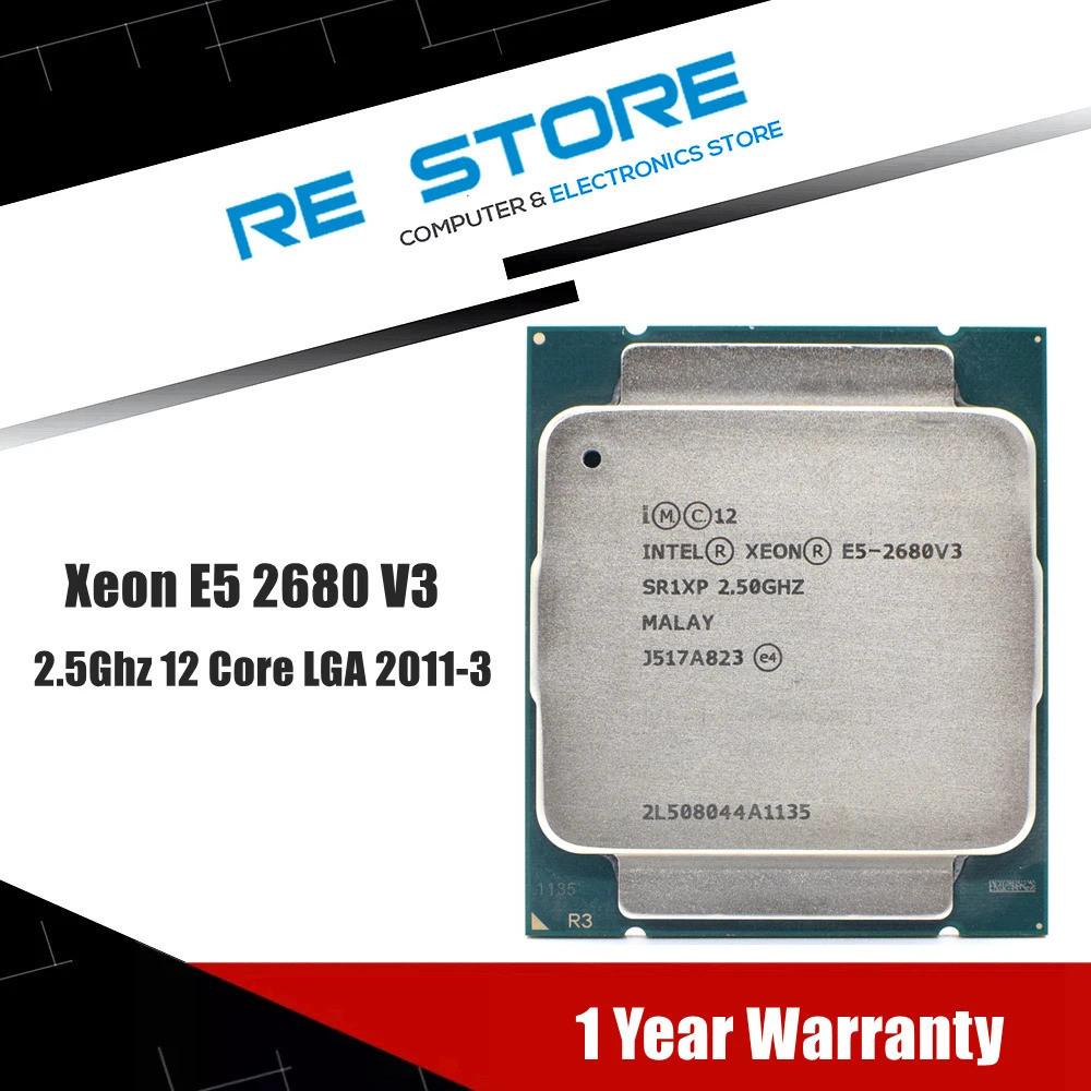 [คลังสินค้าพร้อม] intel xeon e5 2680 v3 โปรเซสเซอร์ sr1xp 2.5ghz 12 Core 30mb lga 2011-3 cpu e5 2680