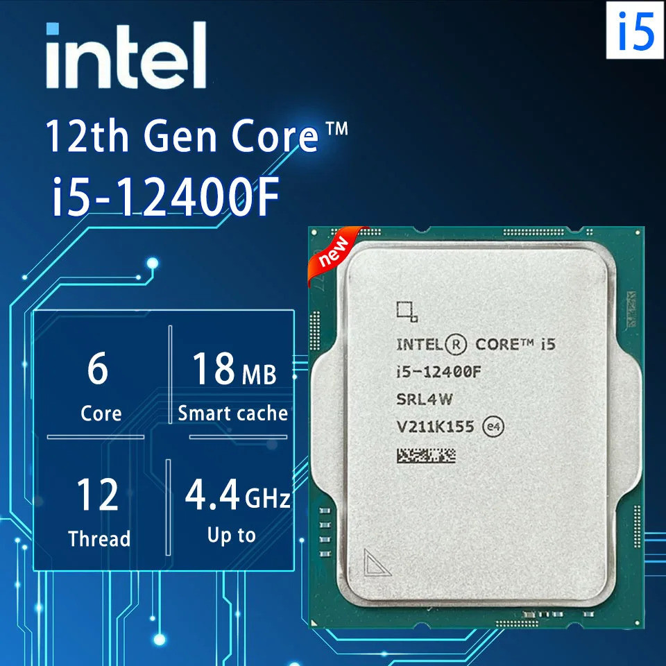 Intel Core i5-12400F i5 12400F 2.5 GHz 6-Core 12 ด้าย CPU โปรเซสเซอร์ 10NM L3=18M 65W LGA 1700 ใหม่แ