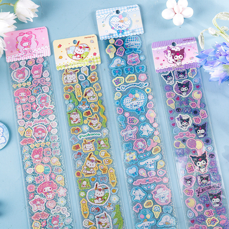 สติ๊กเกอร์ซานริโอ Guka Pet Kuromi สติ๊กเกอร์แถบยาว Melody สติ๊กเกอร์เลเซอร์น่ารัก